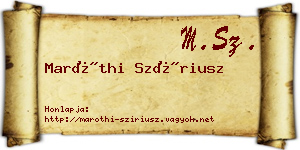Maróthi Szíriusz névjegykártya